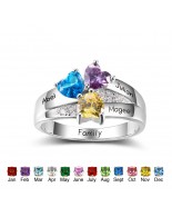 Mother's Ring, Birthstone Ring, Sterling Silver Personalized Engravable Ring JEWJORI102403